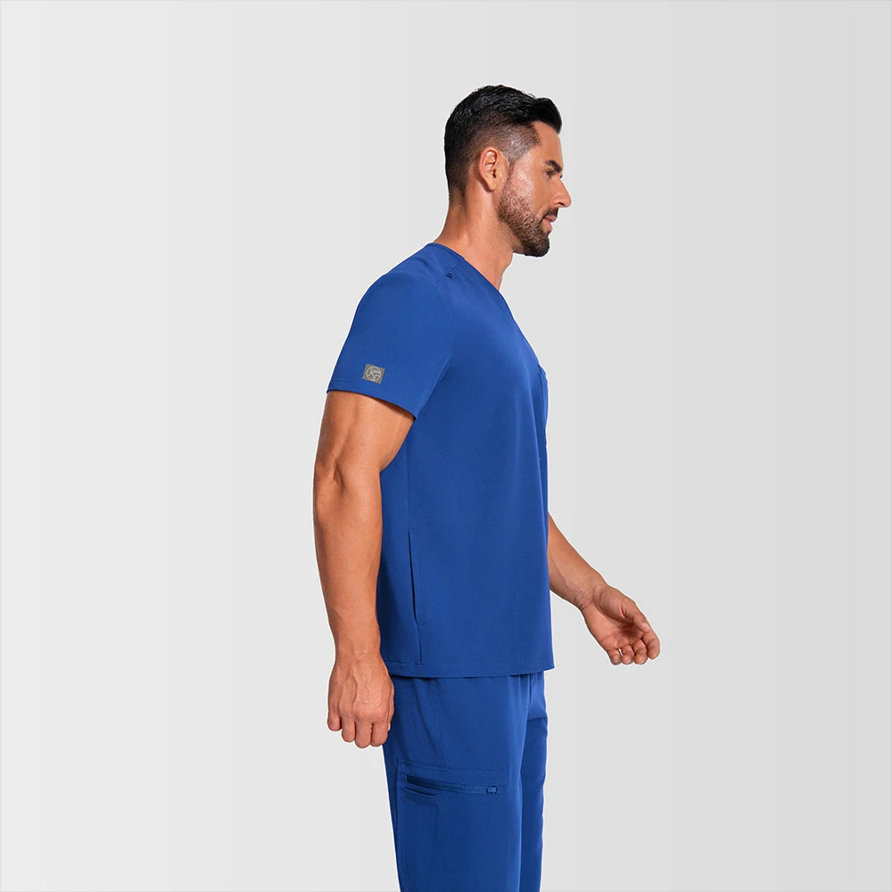 Men's Medical Scrubs Set – Short Sleeve V-Neck Top & Pants