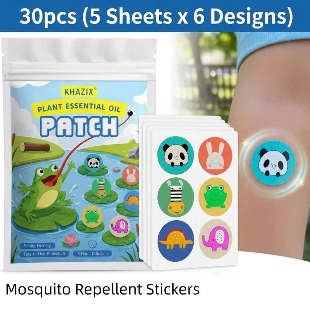 30PCS Natural Plant Essential Oil Mosquito Repellent Stickers – Long-Lasting Protection for Travel, Camping, Hiking & Outdoor Use