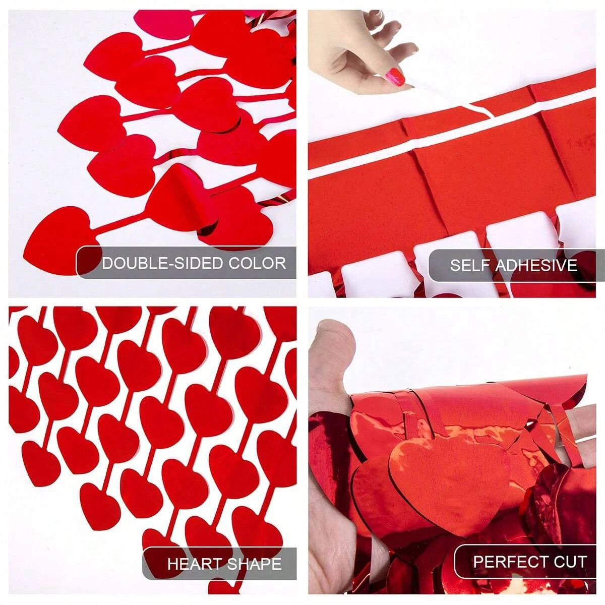 2-Pack Red Heart Tassel Curtain Decoration – Party Background Decor for Weddings, Engagements, Birthdays & Celebrations