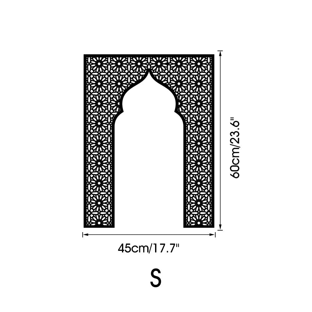 Islamic Arch Mirror Wall Sticker – Gold Acrylic 3D Mosque Frame Decal with Geometric Pattern for Ramadan & Eid Decor