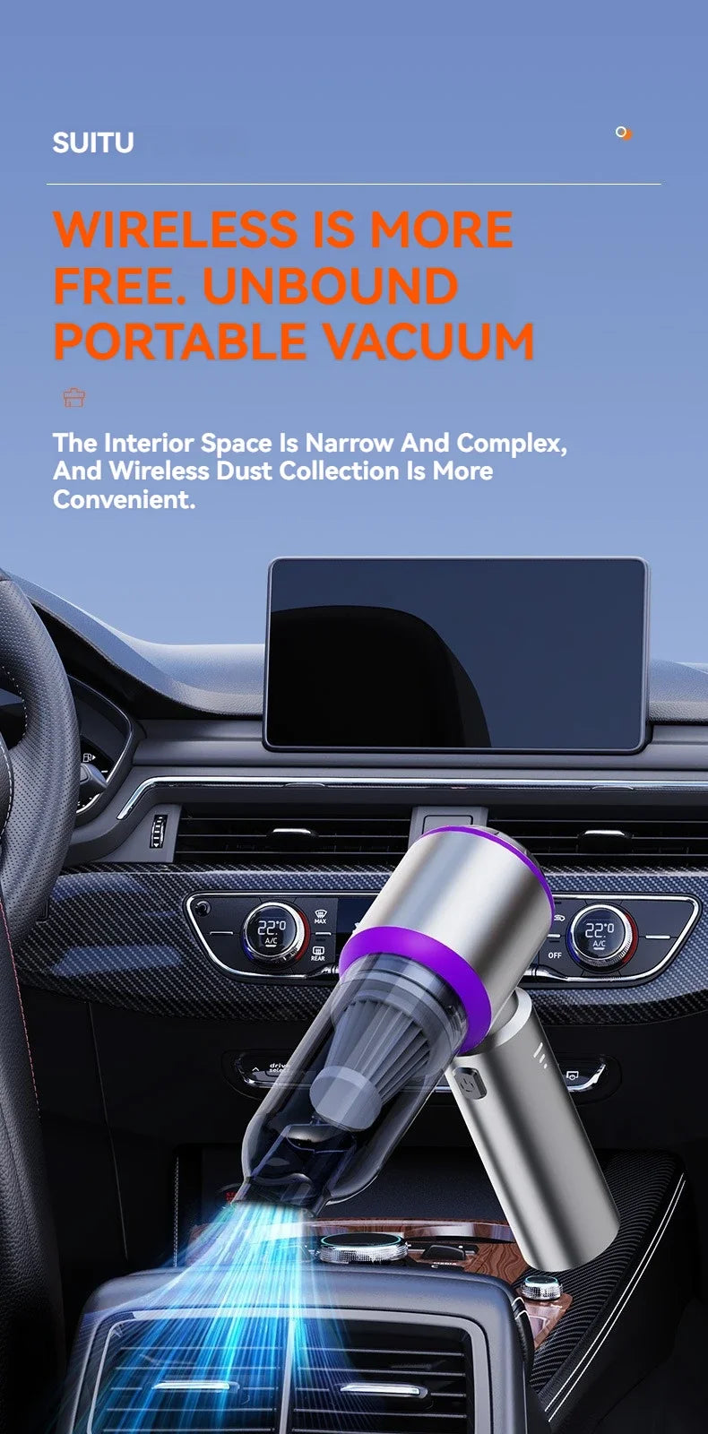 Portable Cordless Car Vacuum Cleaner – High Power Brushless Motor Handheld Vacuum & Air Duster