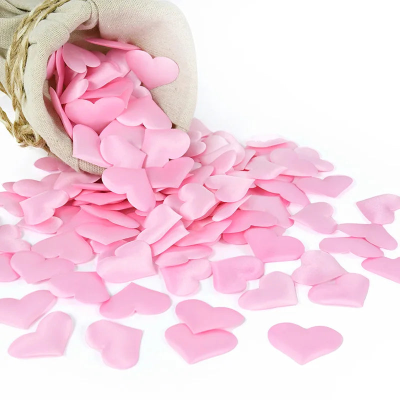 100/200 pcs Artificial Love Heart Petals – Satin & Sponge Confetti for Valentine’s Day, Wedding, Party, Table and Bed Decorations