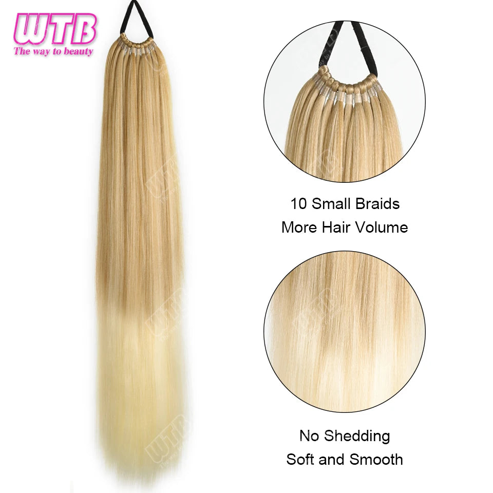 24-Inch Synthetic Braided Wig – Corn Perm Curly Ponytail, Lightweight & Natural Look for Daily Wear