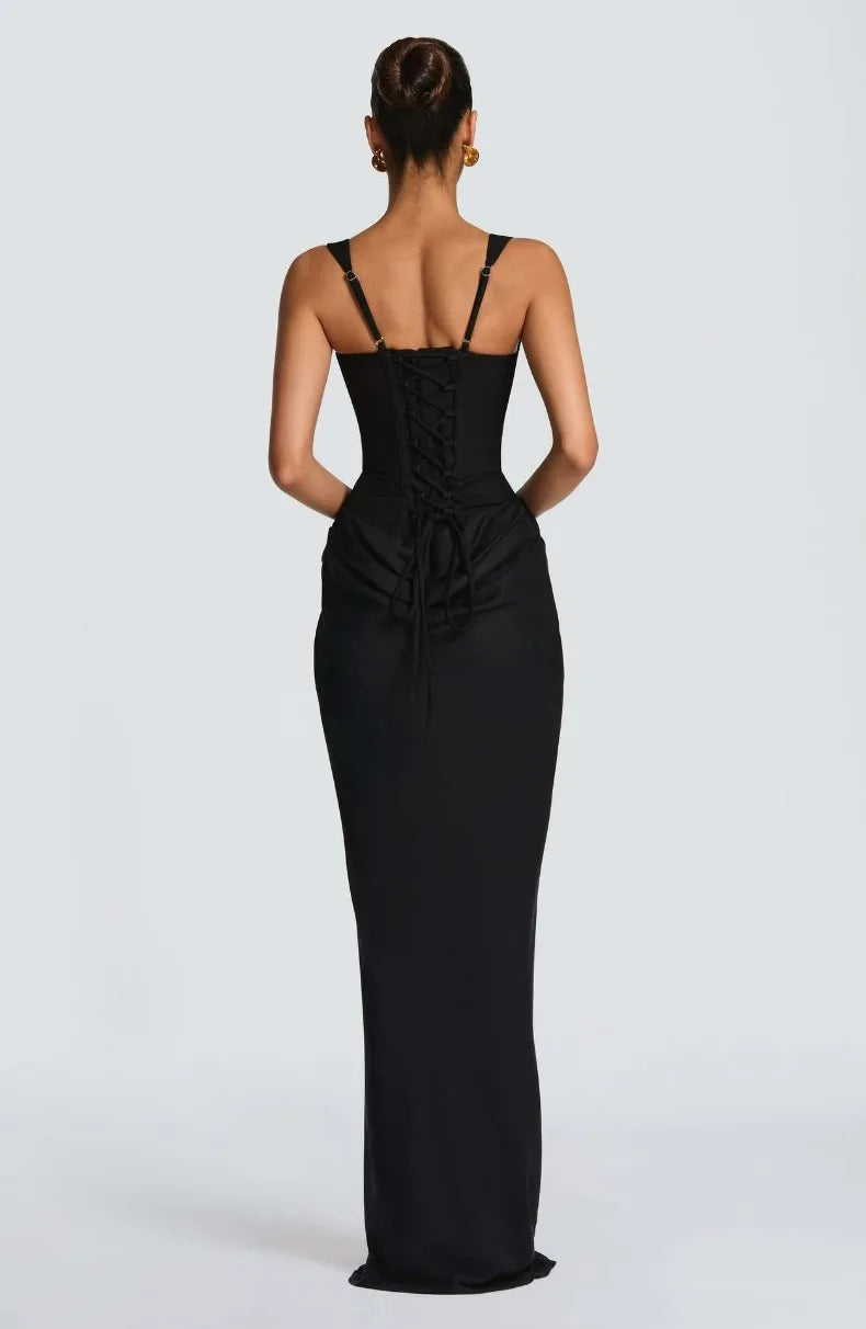 Fishbone Strap Evening Dress
