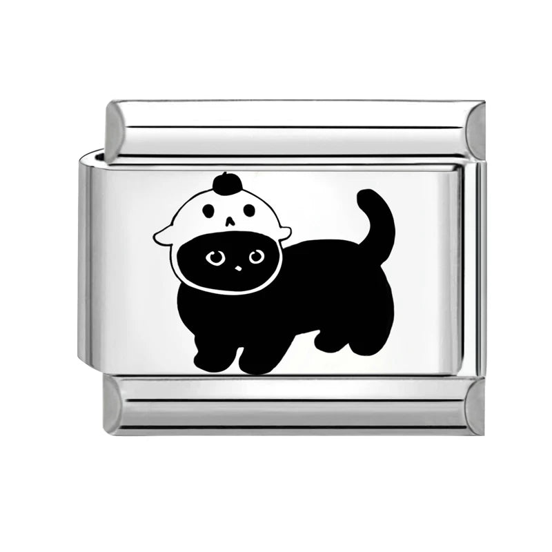 Italian Charm Links – Heart, Flower, Cat & Cherry Designs – Fits 9mm Stainless Steel Bracelets – DIY Jewelry Making Gift for Women