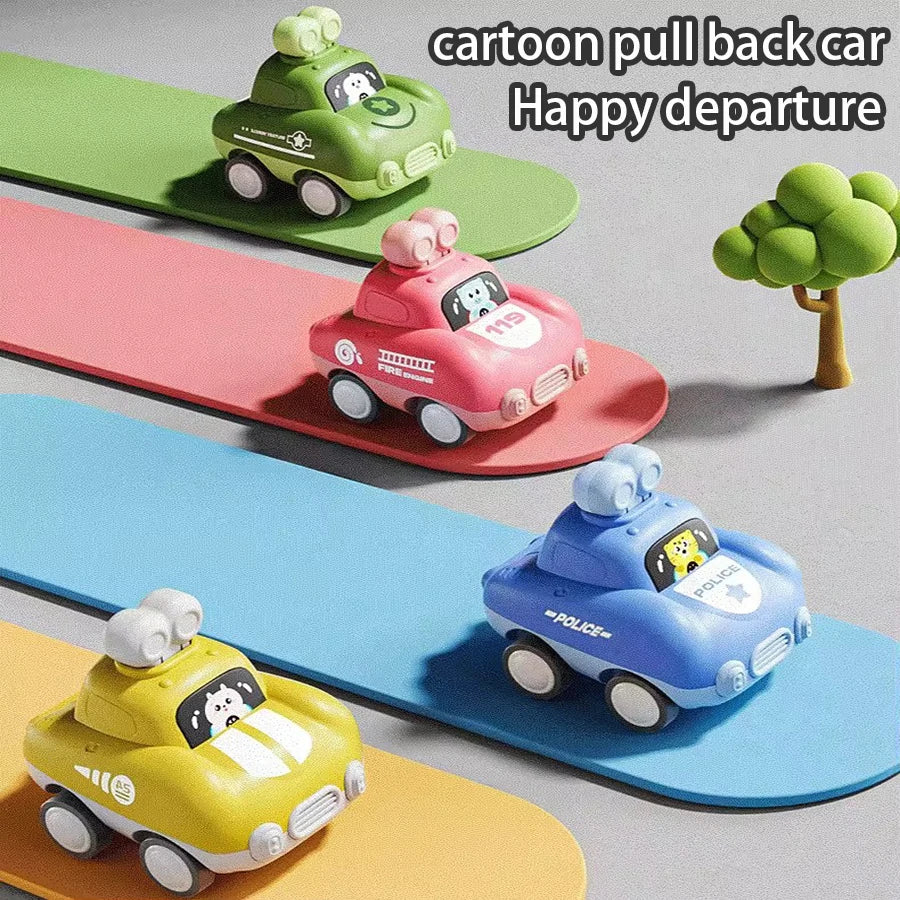 Inertia Pull-Back Cartoon Toy Car for Toddlers – Push and Go Car for Kids 1–3 Years