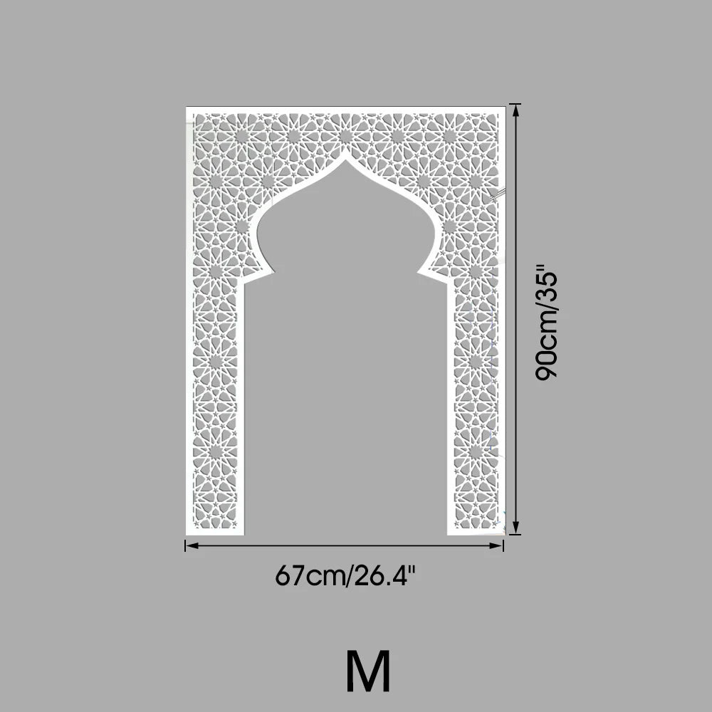 Islamic Arch Mirror Wall Sticker – Gold Acrylic 3D Mosque Frame Decal with Geometric Pattern for Ramadan & Eid Decor