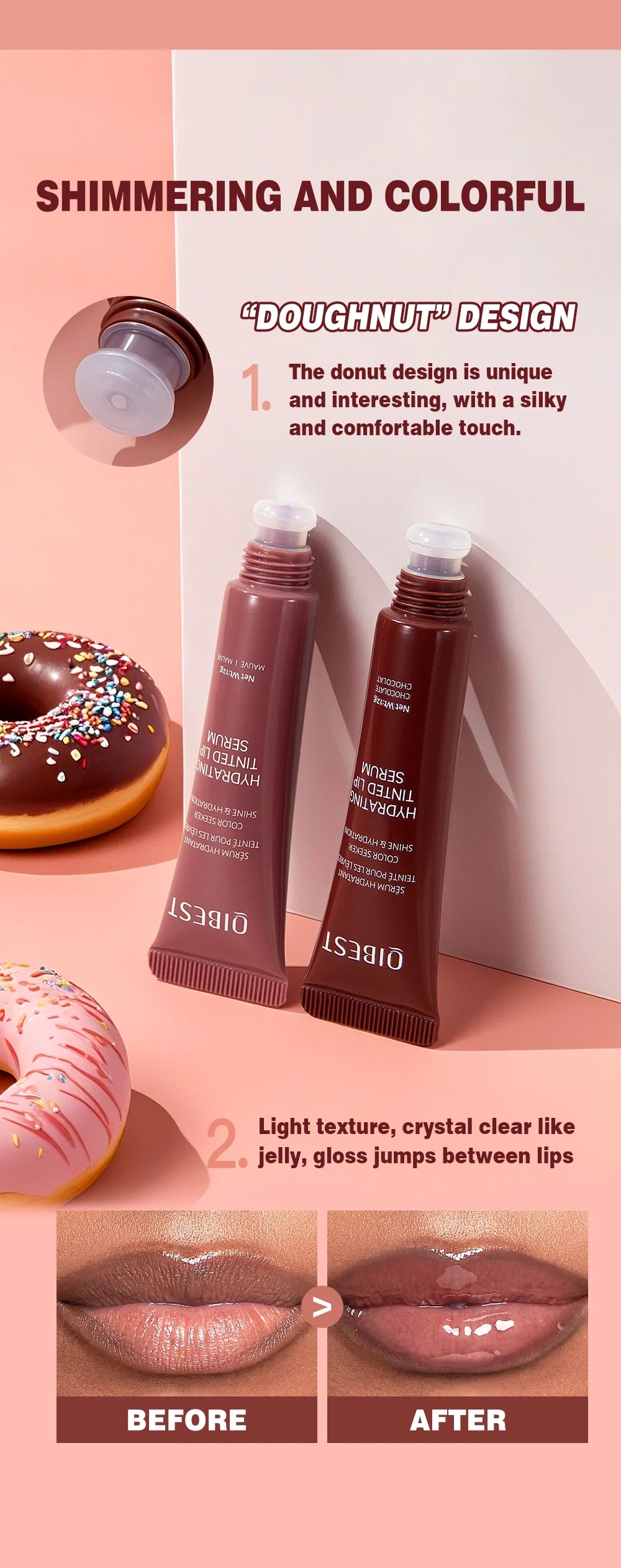 QIBEST Moisturizing Lip Gloss – Waterproof, Long-Lasting, and Easy to Apply