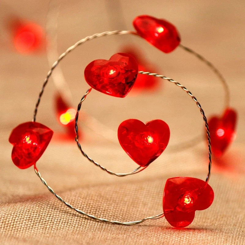 2m Red Heart LED String Lights – Decorative Fairy Light Garland for Valentine’s Day, Weddings, and Home Decor
