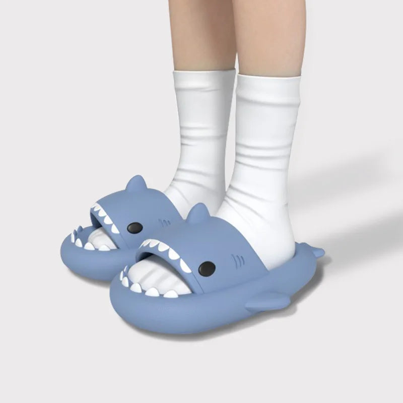 Thick-Sole Shark Slippers — EVA Slide Sandals