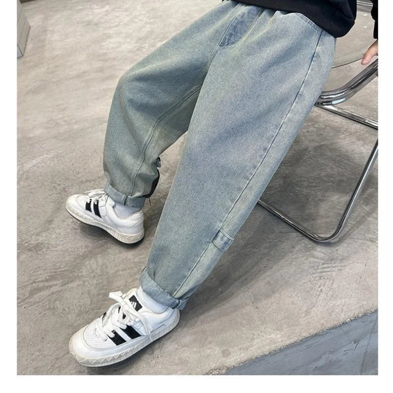 Children's Retro Loose Straight Jeans – Wide Leg Denim Pants for Boys & Girls | Spring/Autumn