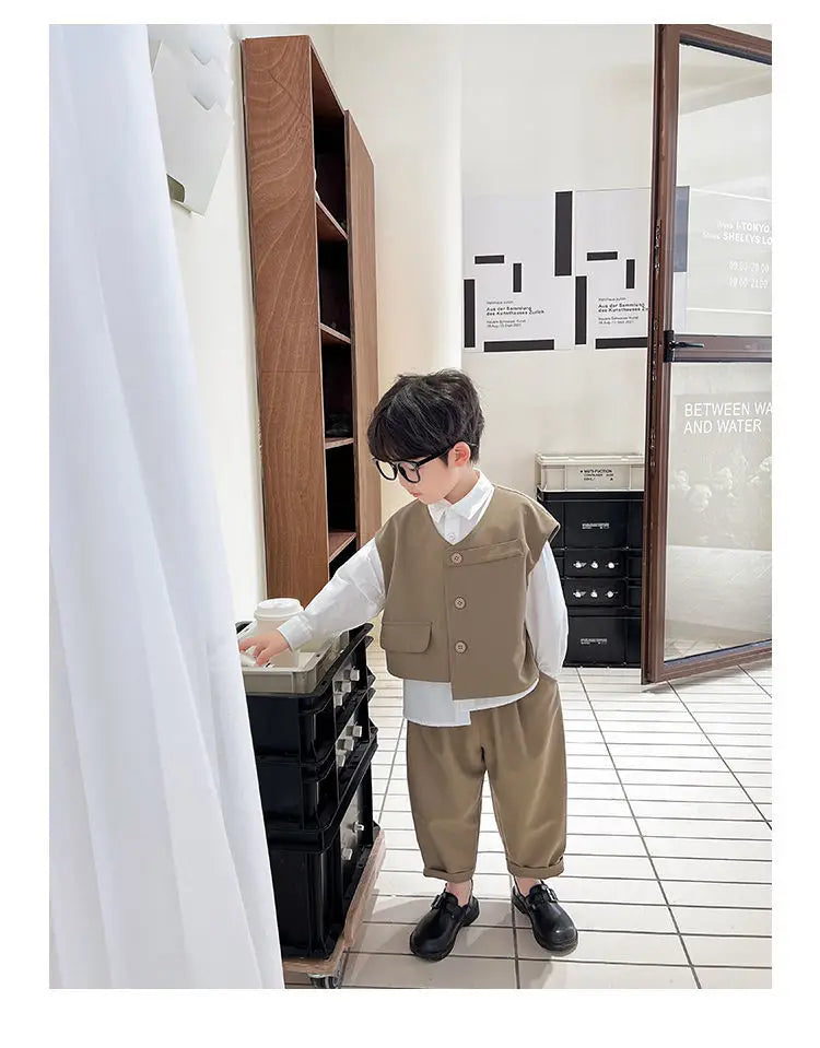 Boys 3-Piece Streetwear Clothing Set — Vest, Top & Pants