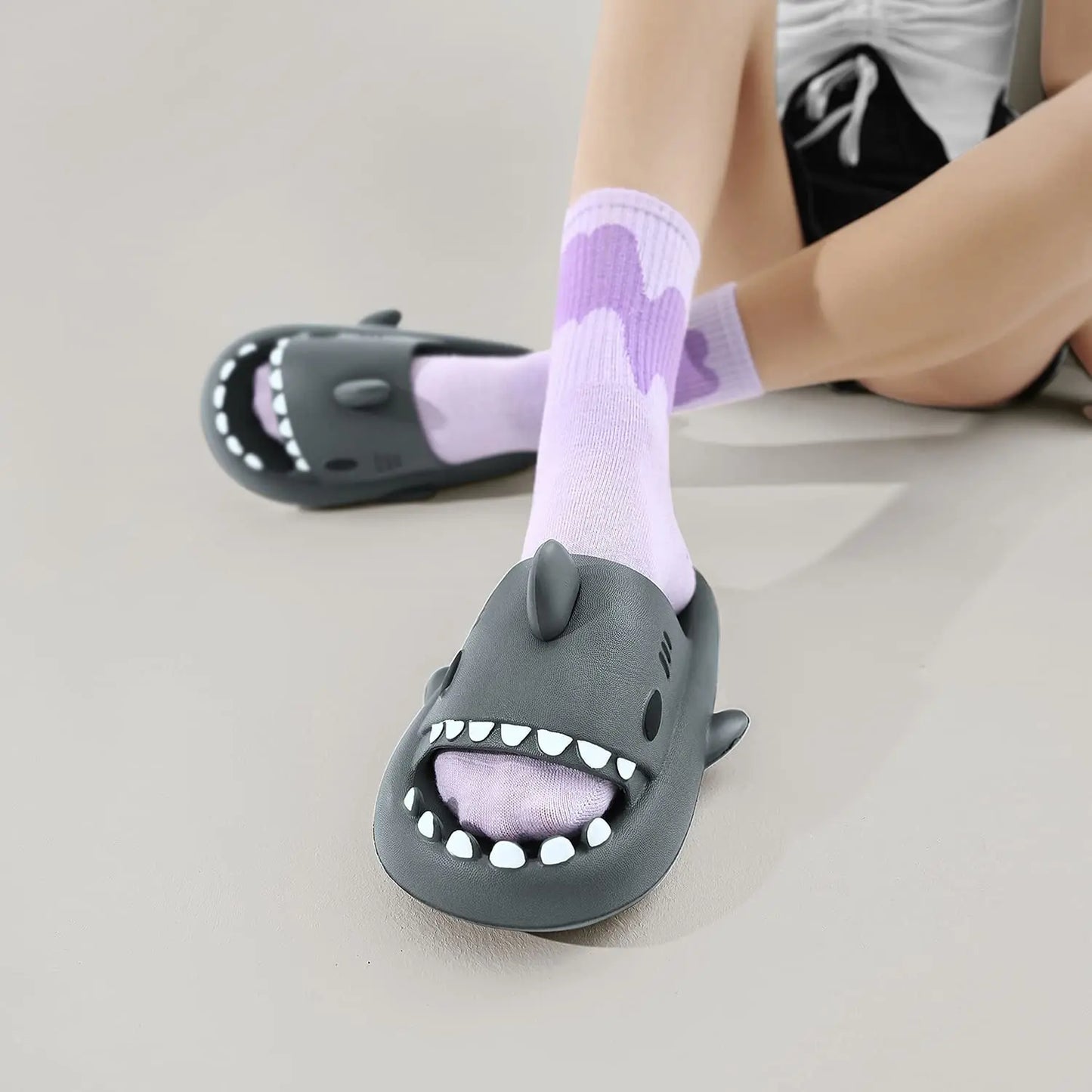 Shark Slides – Cloud Slippers for Men & Women | Summer Open-Toe Sandals | Anti-Slip Casual Beach, Pool & Shower Shoes