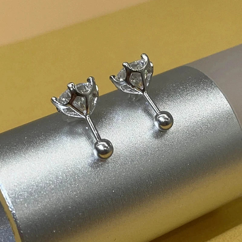 Moissanite Stud Earrings – S925 Sterling Silver Unisex Studs (1–2 CT Options)
