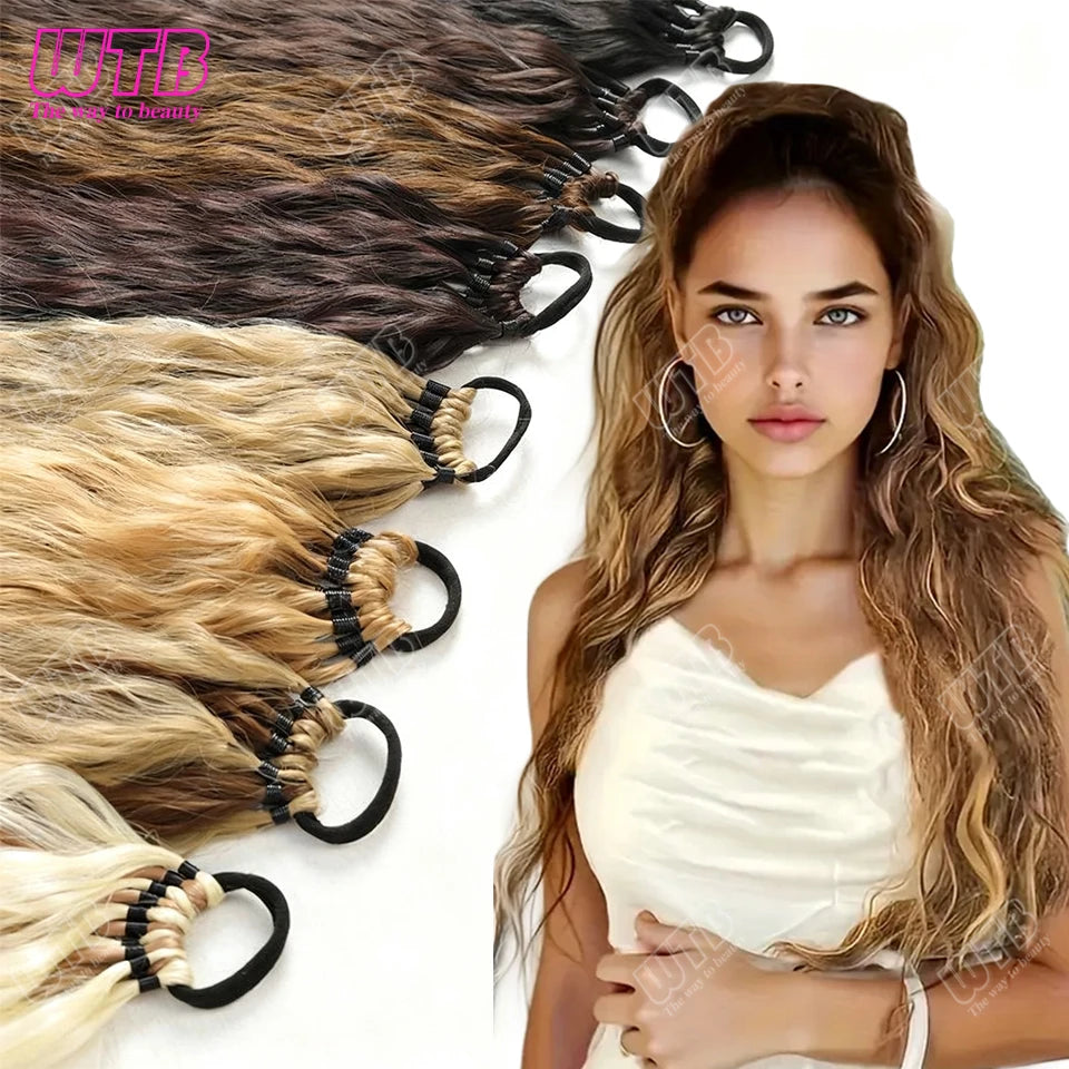 24-Inch Synthetic Braided Wig – Corn Perm Curly Ponytail, Lightweight & Natural Look for Daily Wear