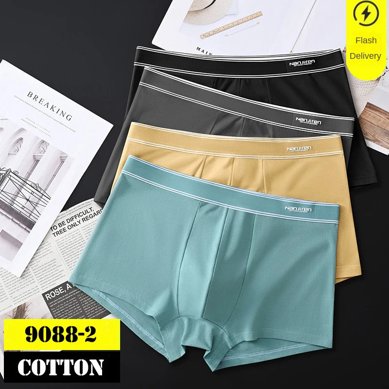 4-Pack Men's Cotton Boxer Shorts with Print Design