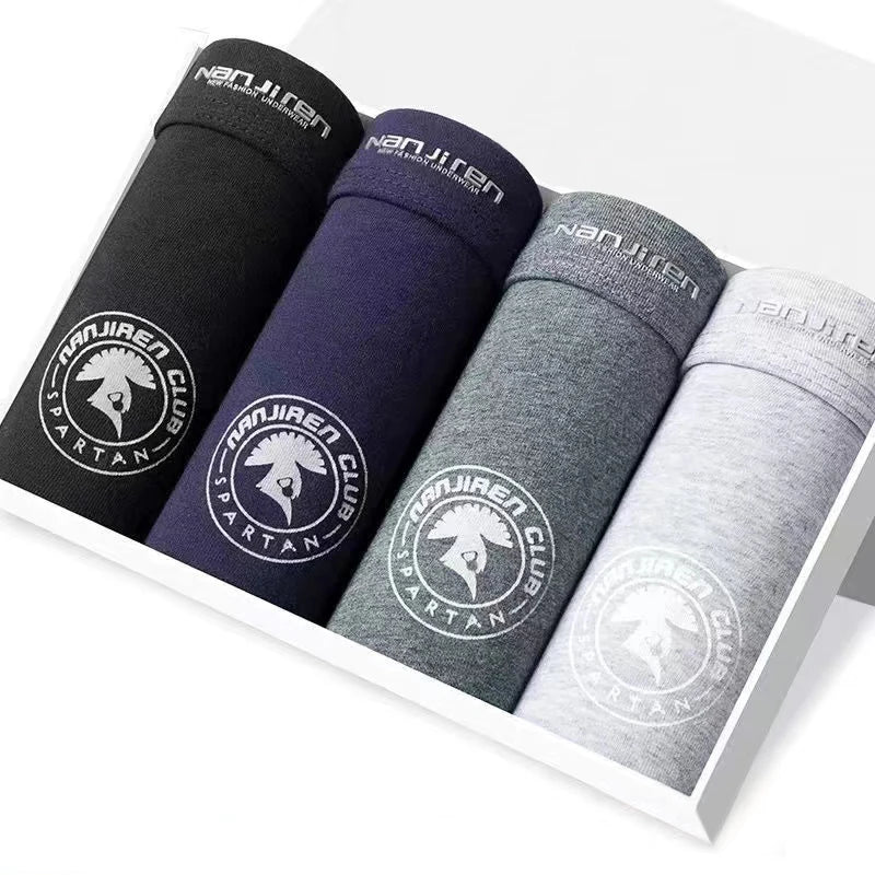 4-Pack Men's Cotton Boxer Shorts with Print Design