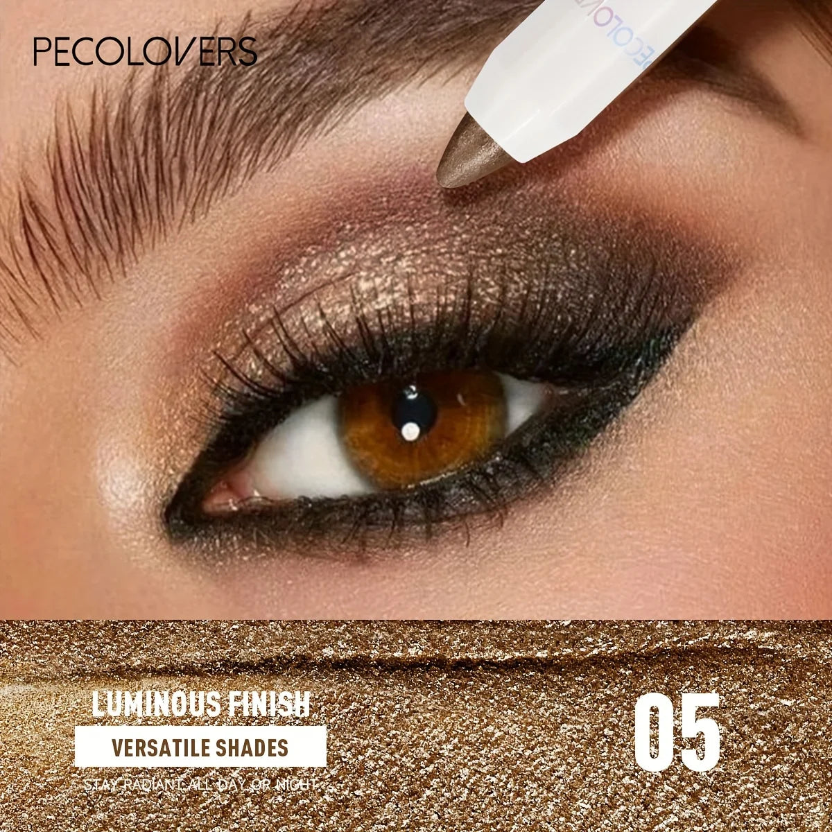Waterproof Eyeshadow Stick – Long-Lasting, High-Pigment Shimmer & Matte Eye Pencil, Neutral Brown, Easy-Blend Crayon
