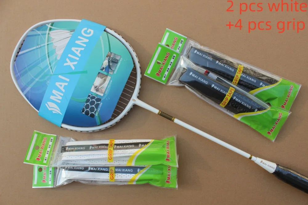 2PCS MAI XIANG Composite Carbon Badminton Rackets – Lightweight Racquets for Beginner & Training Use