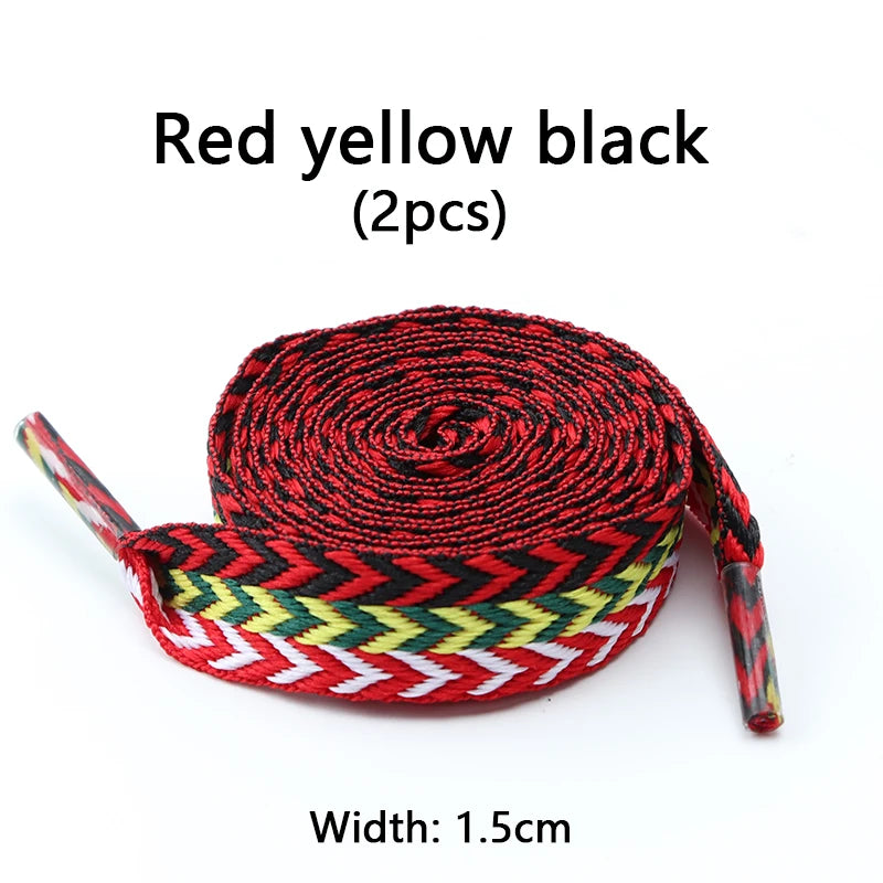 Flat Wavy Shoelaces for Sneakers – Trendy Wide Replacement Shoe Laces for Casual, Sport & Streetwear Shoes (1.5cm / 2cm / 3cm Widths)