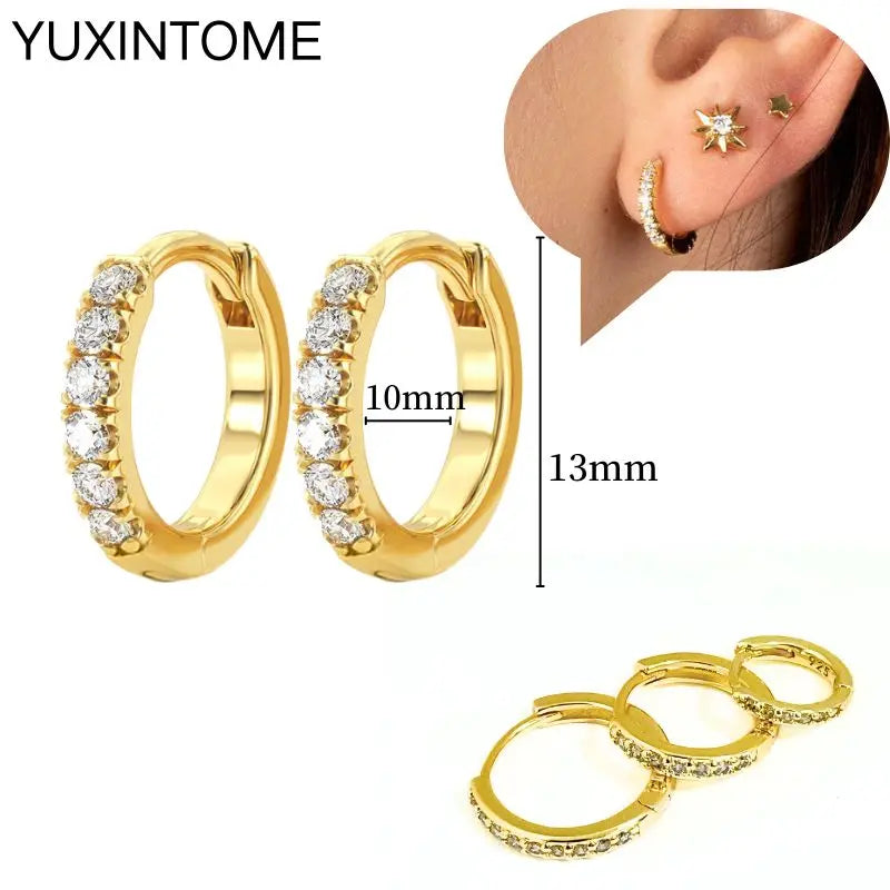 925 Sterling Silver Multi-Turn Hoop Earrings with White Zircon, Fashion Punk Jewelry for Women