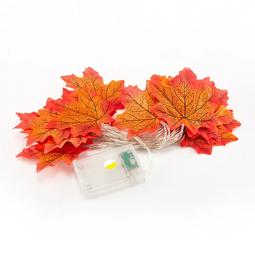 Autumn Maple Leaf LED Garland String Lights for Halloween & Christmas