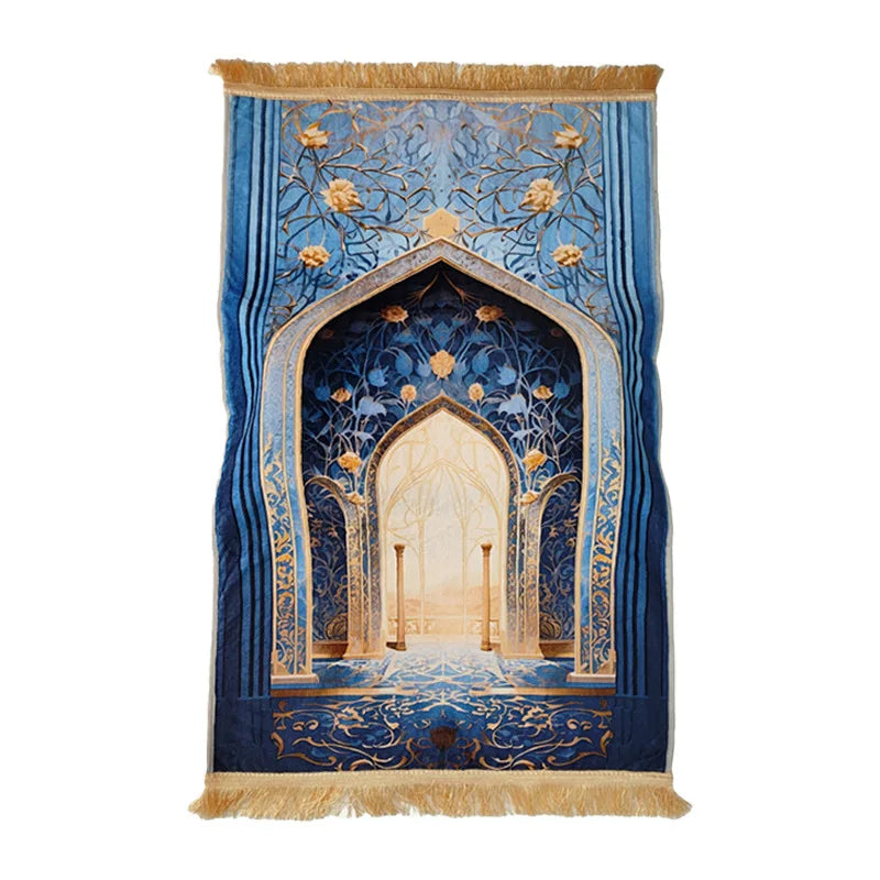 Islamic Prayer Rug 70×110cm Muslim Prayer Mat with Vintage Pattern and Tassels