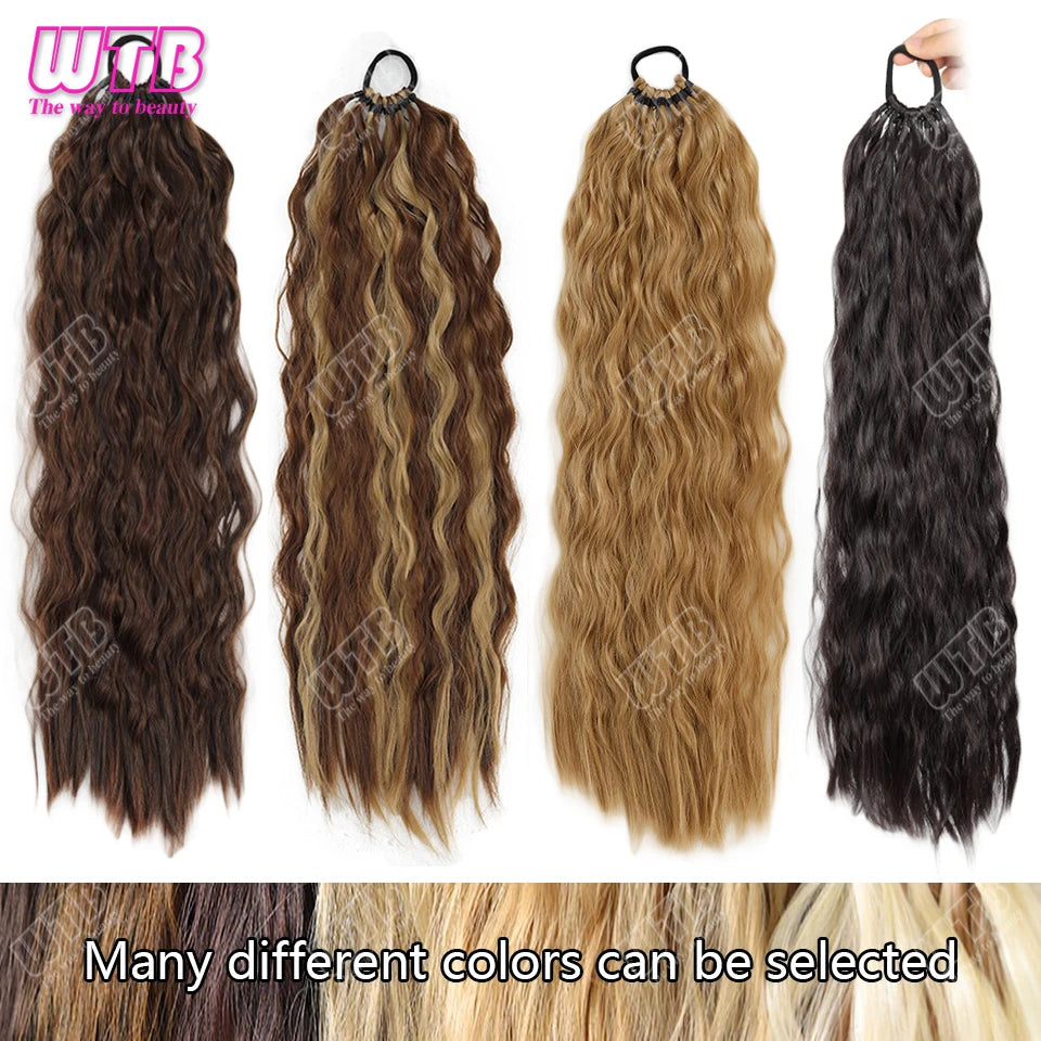 24-Inch Synthetic Braided Wig – Corn Perm Curly Ponytail, Lightweight & Natural Look for Daily Wear