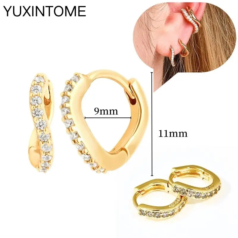 925 Sterling Silver Multi-Turn Hoop Earrings with White Zircon, Fashion Punk Jewelry for Women