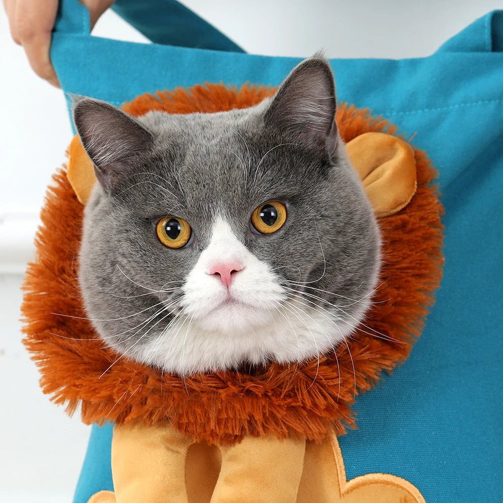 Pet Canvas Shoulder Bag Lion shaped Cat Tote Bag Comfortable Pet Tote Bag Shoulder Bag Portable Outdoor Cat Tote Bag