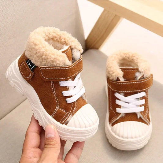 Children's Winter Warm Boots – Boys' & Girls' Waterproof Cotton Shoes with Thick Velvet Lining