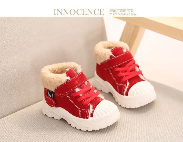 Children's Winter Warm Boots – Boys' & Girls' Waterproof Cotton Shoes with Thick Velvet Lining
