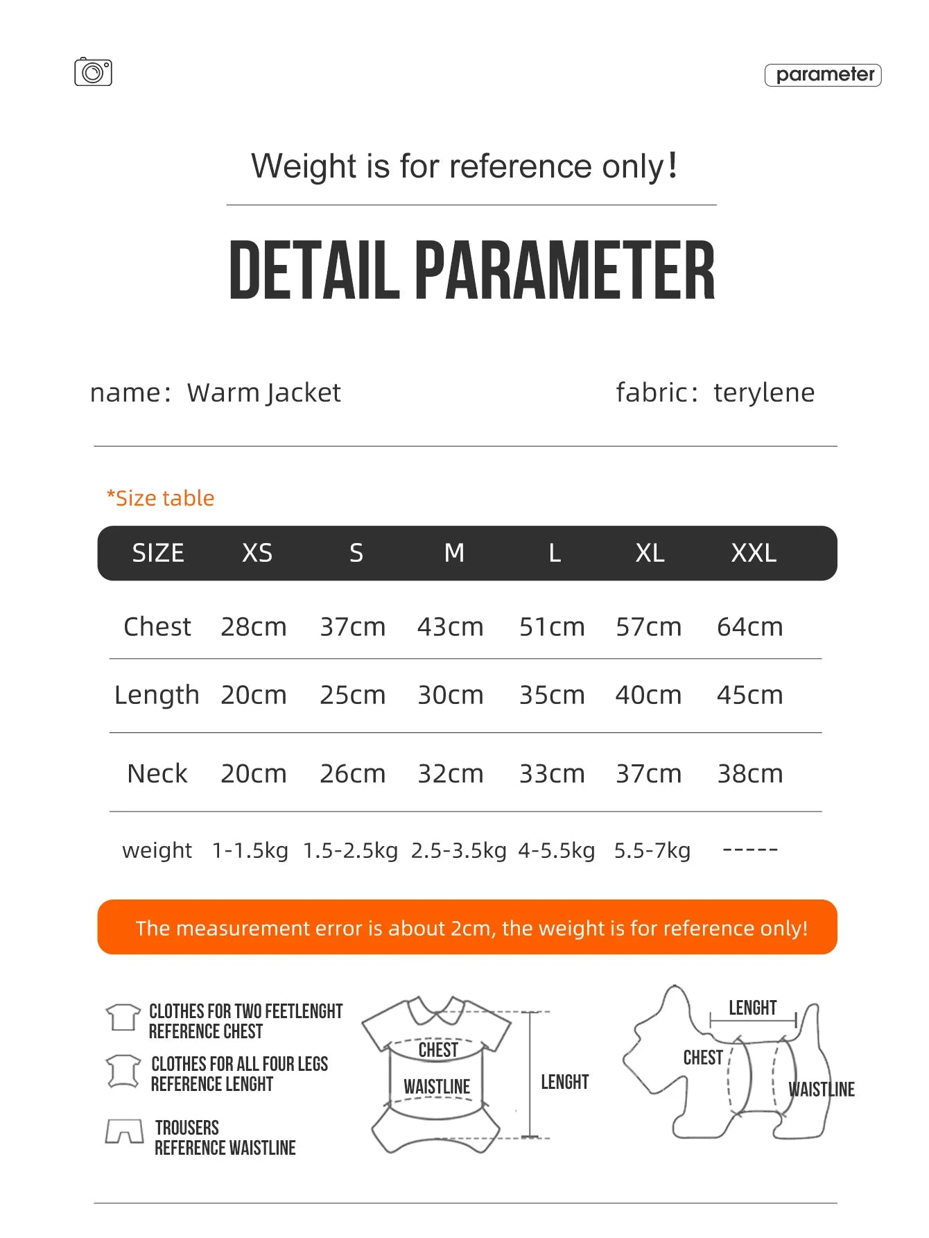 Warm Pet Dog Jacket – 3-Layer Thick Coat for Small to Medium Dogs, Autumn/Winter Outerwear
