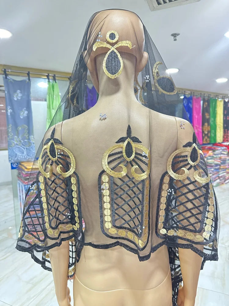 Women's Embroidered Voile Hijab Scarf