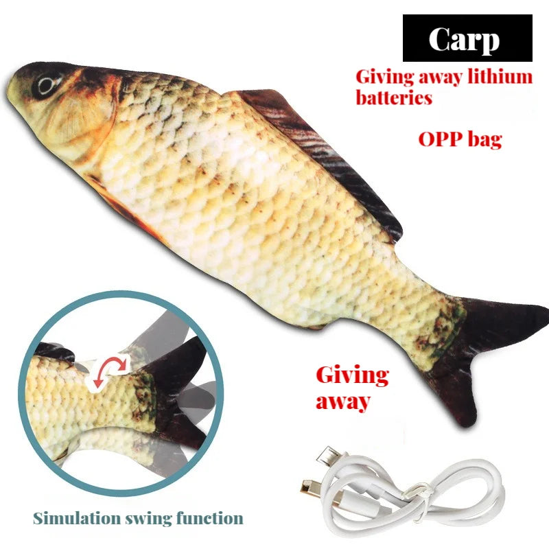 Interactive Electric Fish Cat Toy with USB Rechargeable Motion for Chewing, Playing & Entertainment