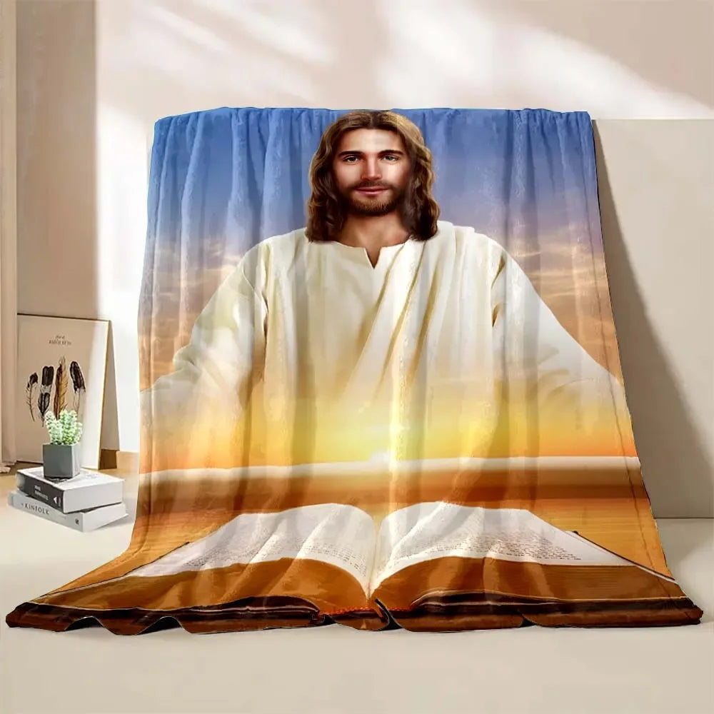 1PC God Jesus Believer Pray Virgin Mary Printed Blanket Soft and Comfortable Home Travel Blanket Adult and Child Warm Blanket Catholic