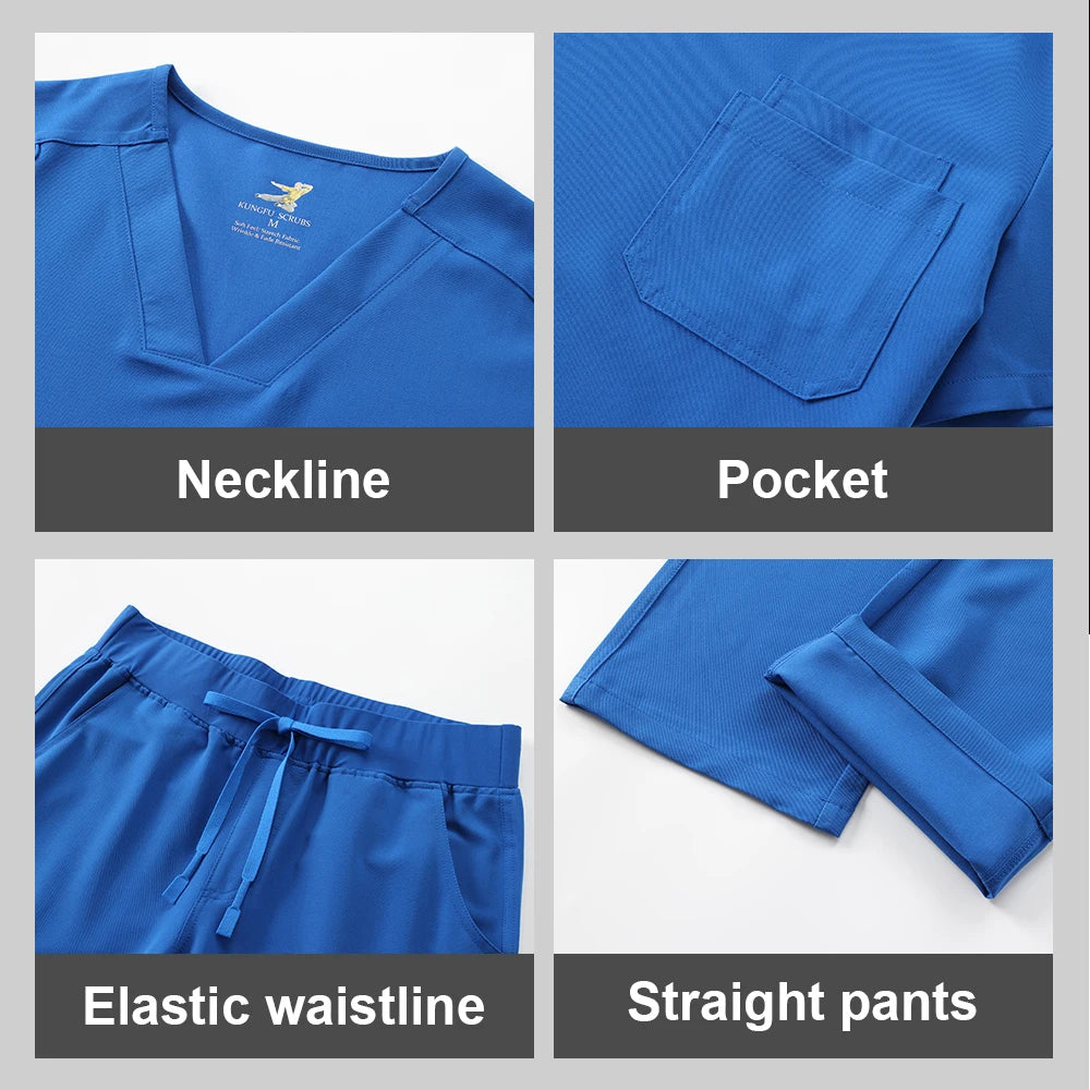 Men's Medical Scrubs Set – Short Sleeve V-Neck Top & Pants