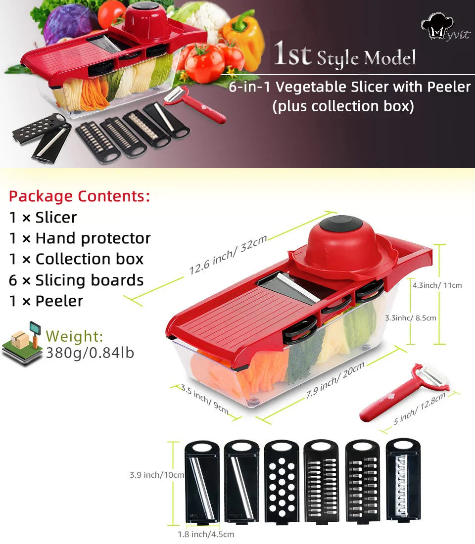Vegetable Slicer and Grater with Collection Container