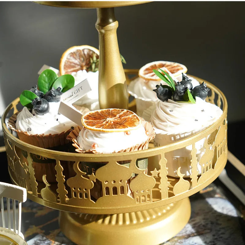 Three-Tier Castle Cake Stand – Multi-Layer Dessert Tray for Parties, Candy Display & Holiday Decoration