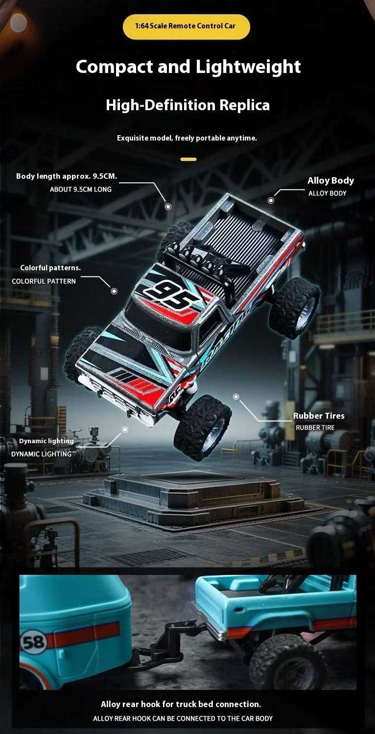 1/64 Scale Mini Alloy Remote Control Car – Portable RC Toy with Up to 60 Minutes Runtime – Fun Electronic Gift for Children