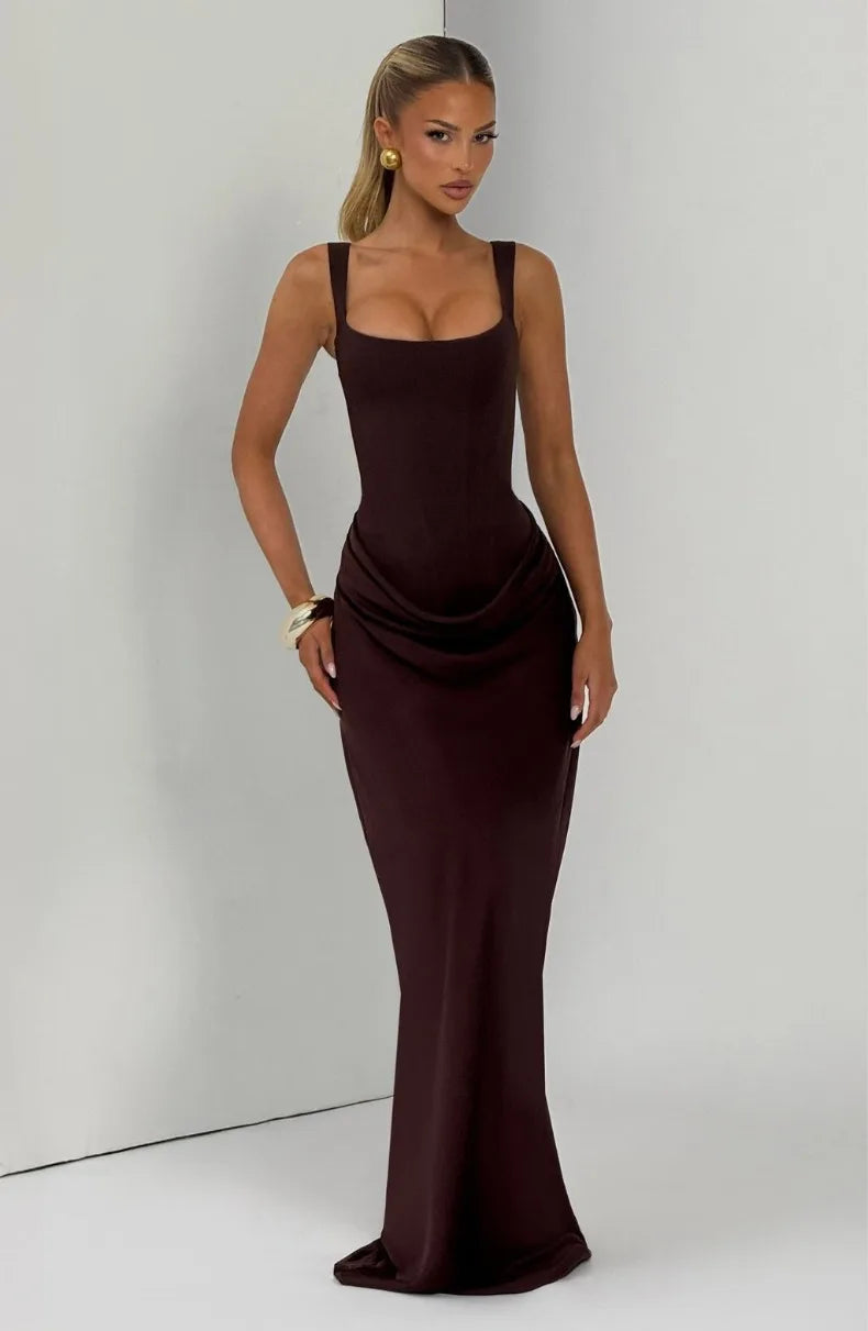 Fishbone Strap Evening Dress