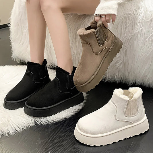 Women's New Winter shoes High-top Snow Boots Thickened Plush Warm Simple Outdoor Non-Slip Cotton Shoes