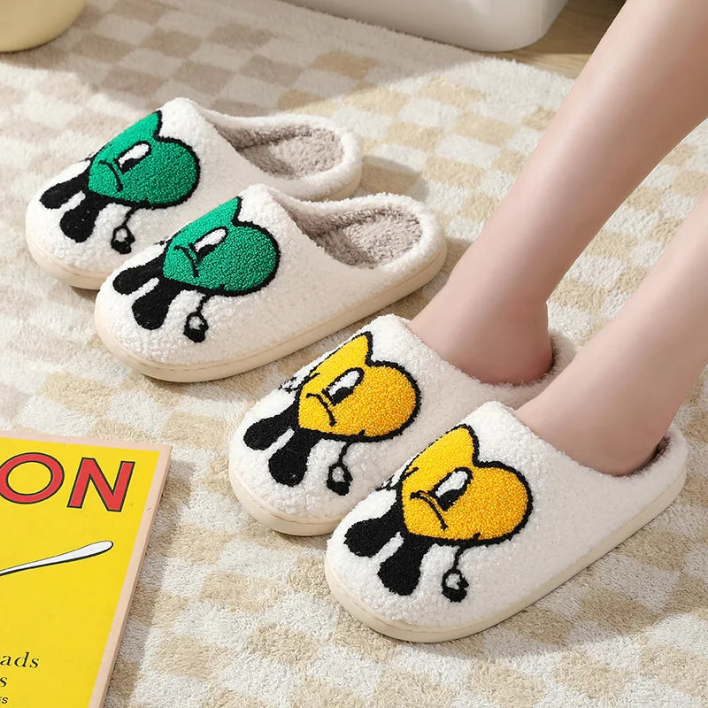 Women’s Winter Fluffy Slippers – Plush Fleece Indoor Home Slides with Heart Design