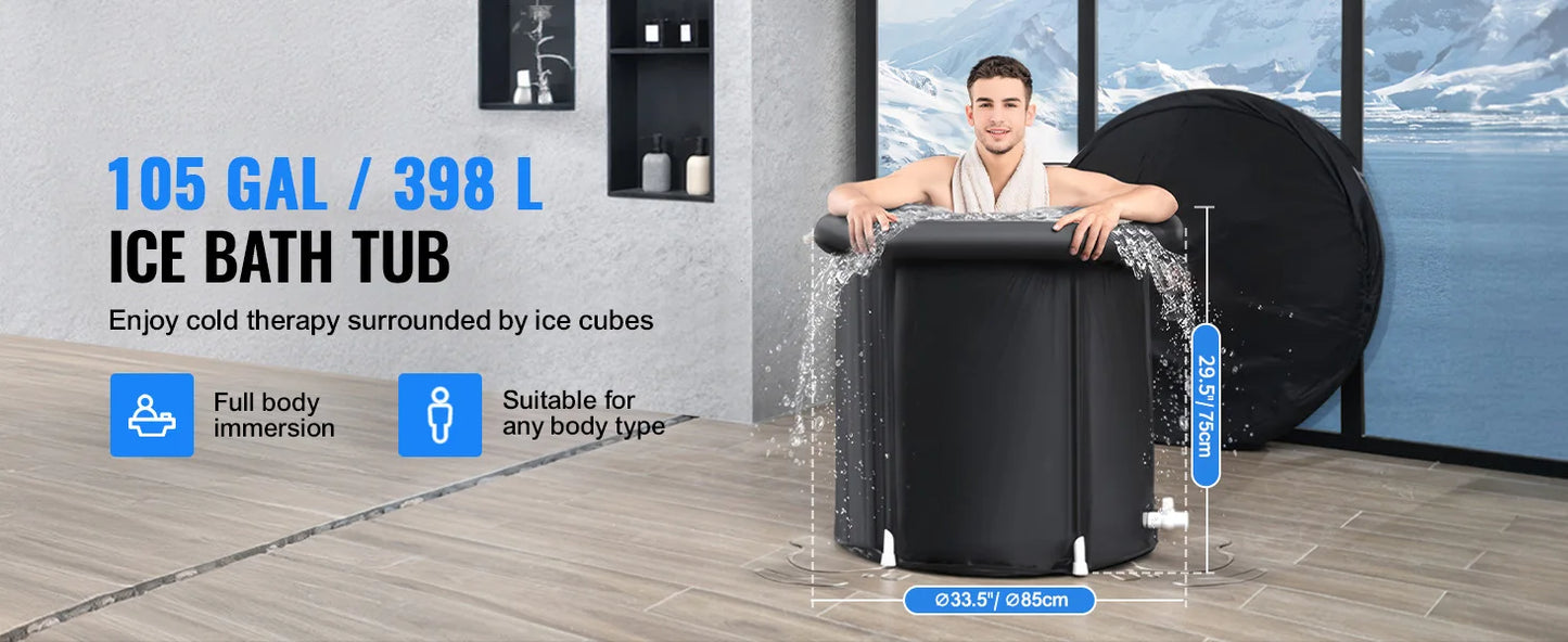 Portable Ice Bath Tub for Cold Water Therapy – Inflatable Plunge Pool for Athletes, Outdoor Ice Barrel Recovery Tub