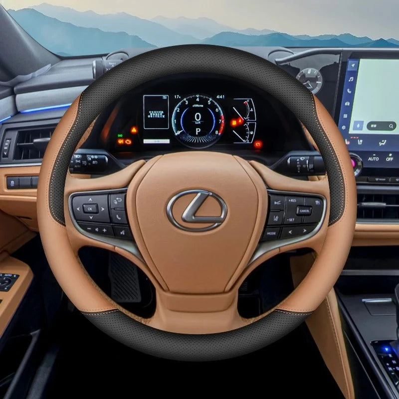 Faux Leather Steering Wheel Cover for 37–38 cm Wheels