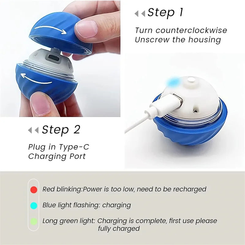 USB Rechargeable Interactive Pet Ball, Automatic Moving Toy for Puppies, Dogs, and Cats