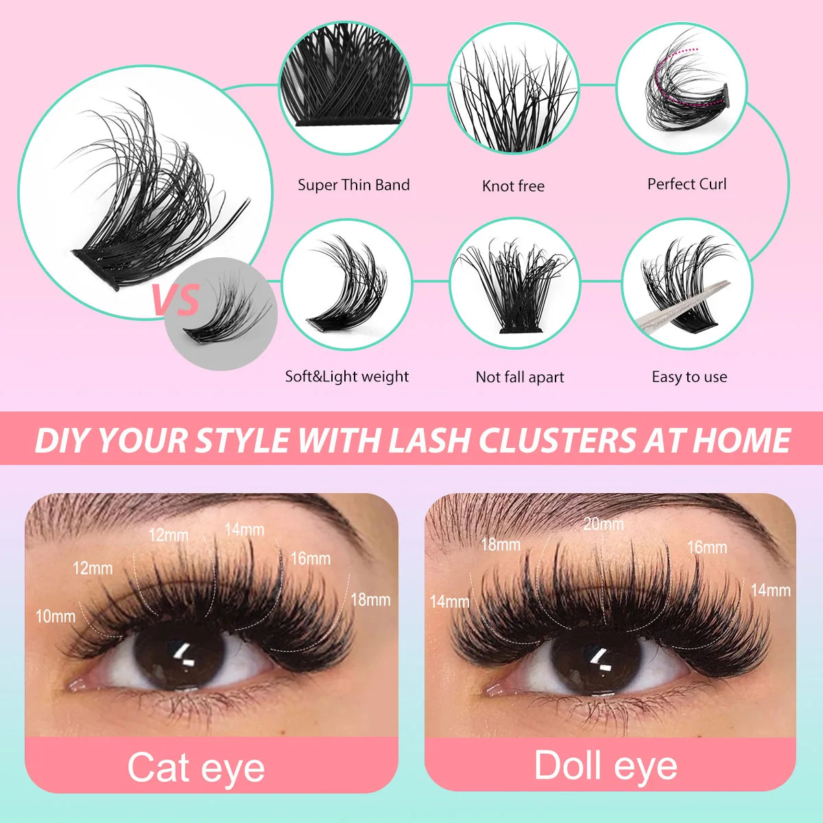 Mixed-Length Cluster False Eyelashes