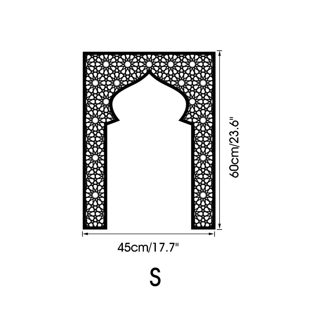Islamic Arch Mirror Wall Sticker – Gold Acrylic 3D Mosque Frame Decal with Geometric Pattern for Ramadan & Eid Decor