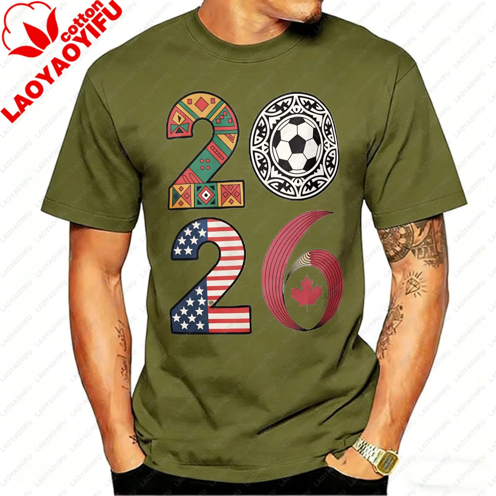 USA, Canada & Mexico Soccer Flag T-Shirt – Cotton Graphic Tee (2026 Edition)