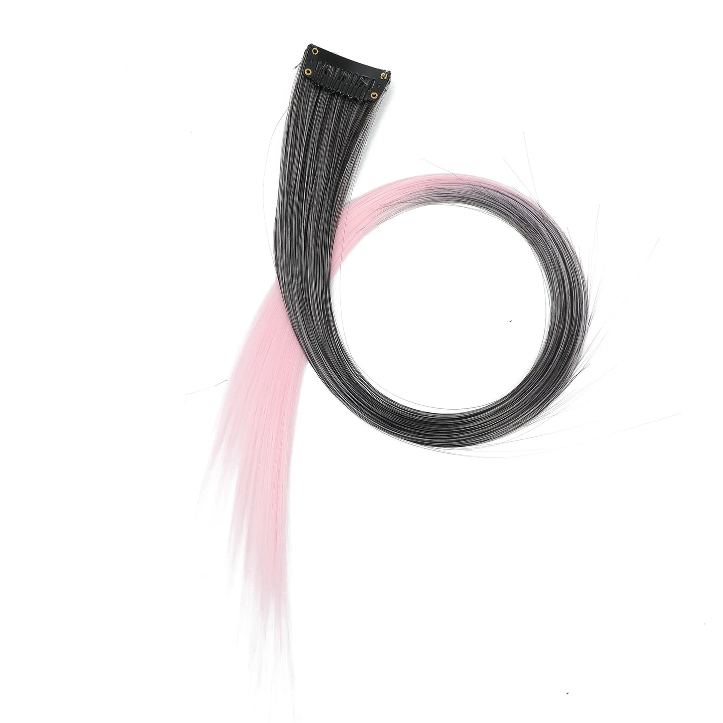 22-Inch Straight Clip-In Synthetic Hair Extensions – Colorful Highlight Hairpiece